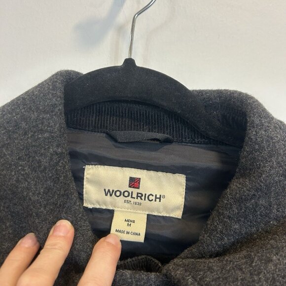 Woolrich Town Coat Medium Gray onyx wool nylon Button Up Overcoat zip up pockets - Picture 4 of 12